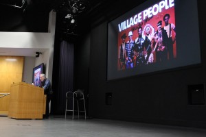 Gayle Rubin giving her keynote. Image of the Village People