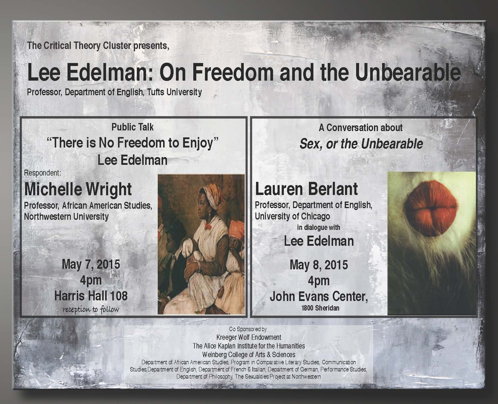 Lee Edelman: On Freedom and the Unbearable” – The Sexualities Project at  Northwestern